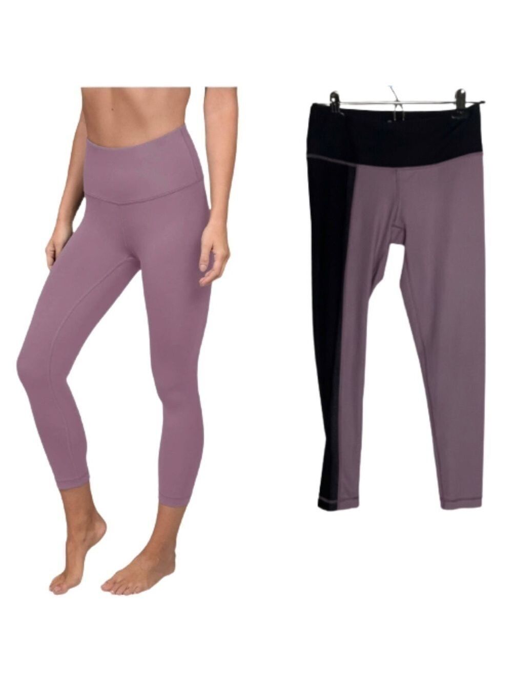Women’s 90 Degree By Reflex High Waist Lilac & Black Squat Proof Leggings Size S